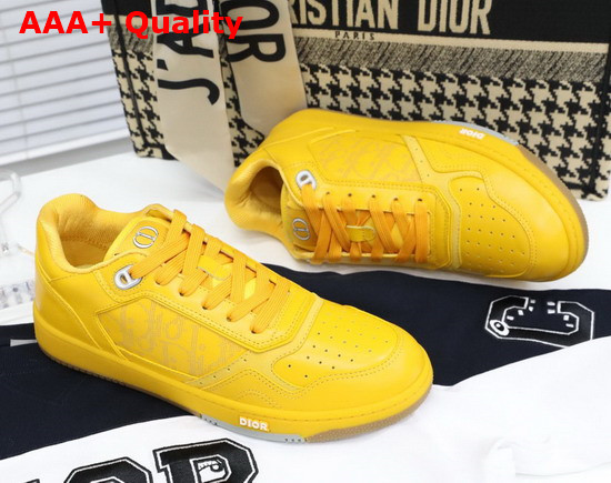 Dior World Tour B27 Low Top Sneaker Yellow Dior Oblique Galaxy Calfskin with Smooth Calfskin and Suede Replica