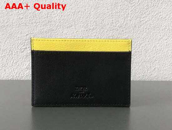 Dior X Kaws Black Card Holder with Yellow Bees Replica