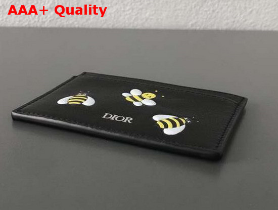 Dior X Kaws Black Card Holder with Yellow Bees Replica