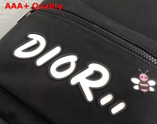 Dior X Kaws Black Nylon Backpack with White Dior Logo Replica