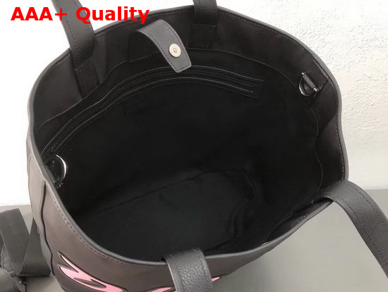 Dior X Kaws Tote in Black Nylon with Pink Dior Logo Replica