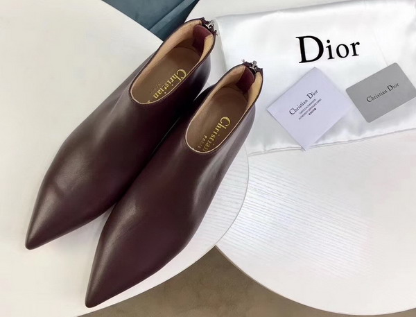 Dior Zip Up Ankle Boot in Burgundy Calfskin Leather 4cm Heel For Sale