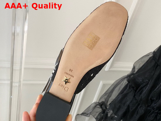 Dior and Moi Slingback Ballerina Flat Black Cannage Embroidered Mesh Replica