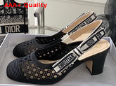 Dior and Moi Slingback Pump Black Cannage Embroidered Mesh Replica