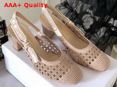 Dior and Moi Slingback Pump Nude Cannage Mesh Embroidery Replica