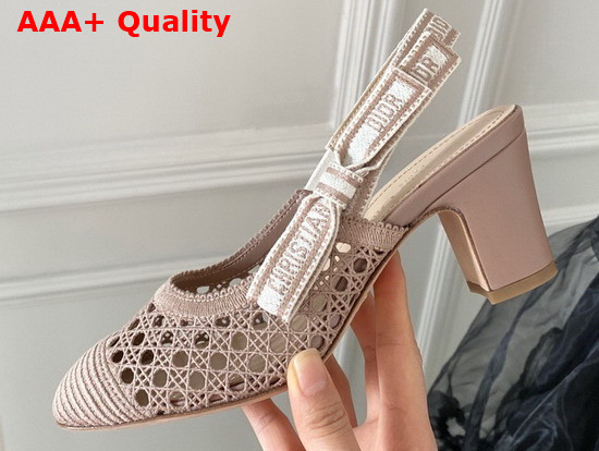 Dior and Moi Slingback Pump Nude Cannage Mesh Embroidery Replica