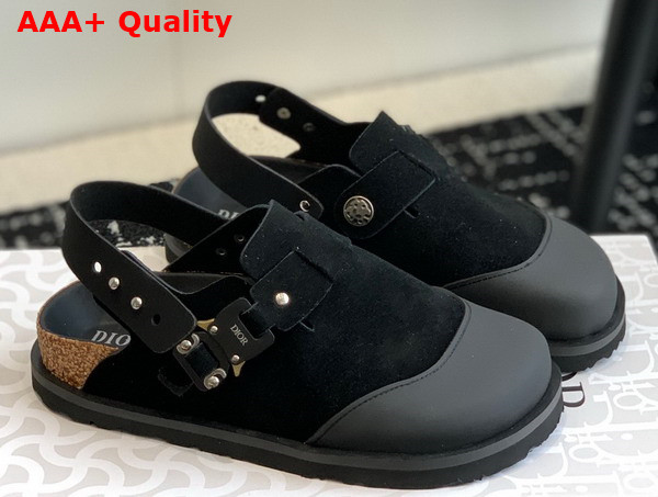 Dior by Birkenstock Tokio Mule Black Nubuck Calfskin Replica