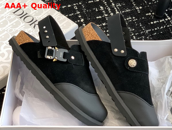 Dior by Birkenstock Tokio Mule Black Nubuck Calfskin Replica