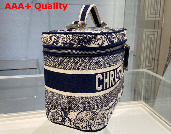 DiorTravel Vanity Case Blue Toile de Jouy Embroidery Replica