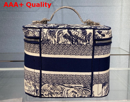 DiorTravel Vanity Case Blue Toile de Jouy Embroidery Replica