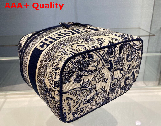 DiorTravel Vanity Case Blue Toile de Jouy Embroidery Replica