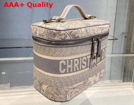 DiorTravel Vanity Case Gray Toile de Jouy Embroidery Replica