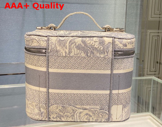 DiorTravel Vanity Case Gray Toile de Jouy Embroidery Replica