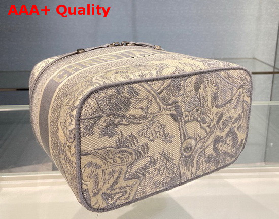 DiorTravel Vanity Case Gray Toile de Jouy Embroidery Replica