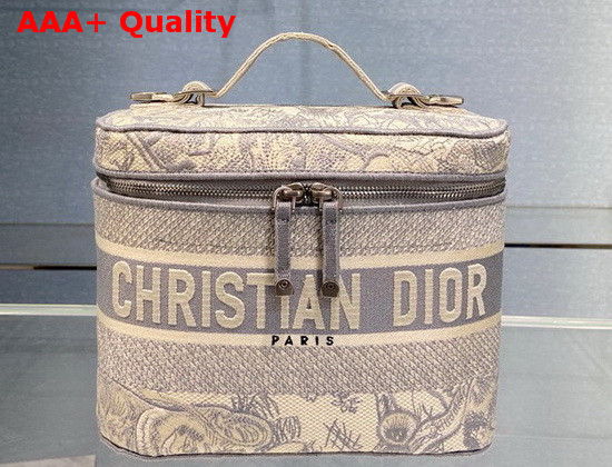 DiorTravel Vanity Case Gray Toile de Jouy Embroidery Replica