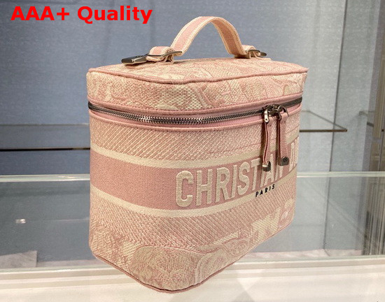 DiorTravel Vanity Case Pink Toile de Jouy Embroidery Replica