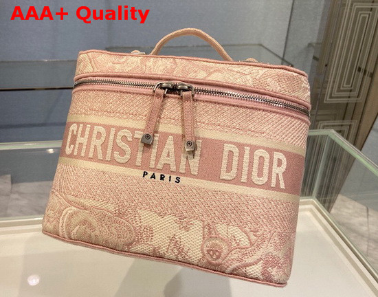 DiorTravel Vanity Case Pink Toile de Jouy Embroidery Replica