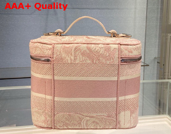 DiorTravel Vanity Case Pink Toile de Jouy Embroidery Replica