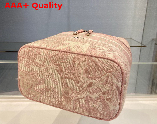 DiorTravel Vanity Case Pink Toile de Jouy Embroidery Replica