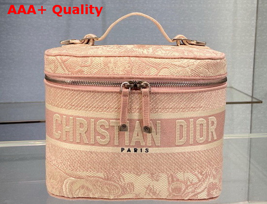 DiorTravel Vanity Case Pink Toile de Jouy Embroidery Replica