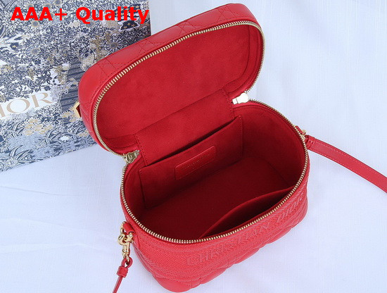 DiorTravel Vanity Case in Bright Red Cannage Lambskin Replica