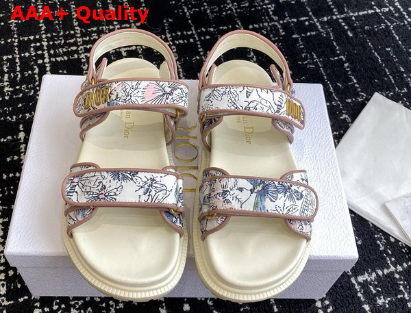 Dioract Sandal White Technical Fabric with Printed Multicolor Libellule Camouflage Motif Replica