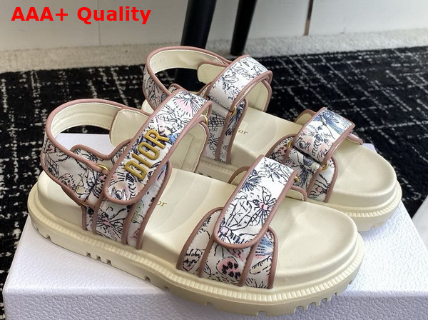 Dioract Sandal White Technical Fabric with Printed Multicolor Libellule Camouflage Motif Replica