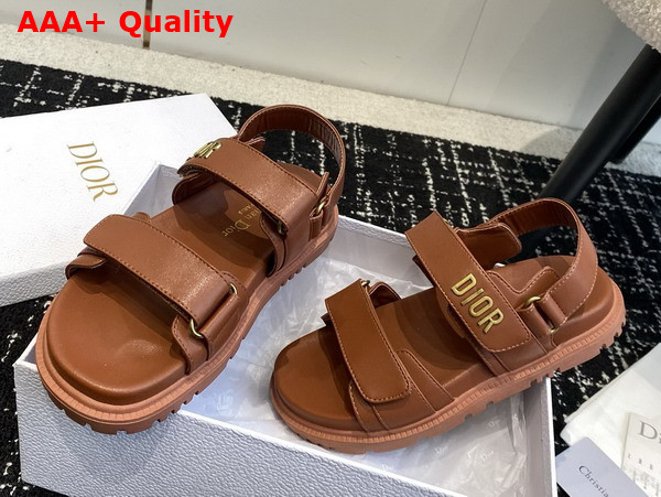 Dioract Sandal in Brown Lambskin Replica