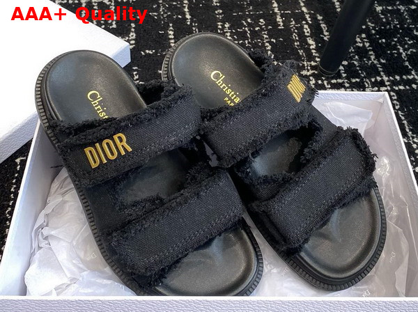 Dioract Slide Black Fringed Cotton Canvas Replica