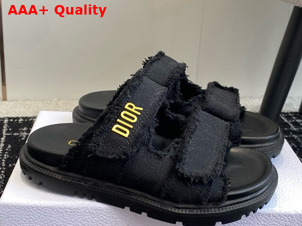 Dioract Slide Black Fringed Cotton Canvas Replica