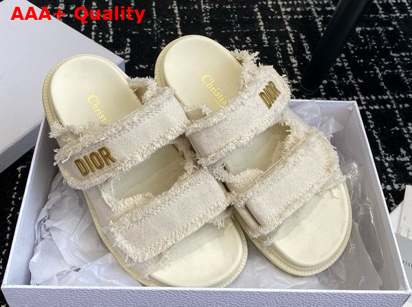 Dioract Slide Ecru Fringed Cotton Canvas Replica