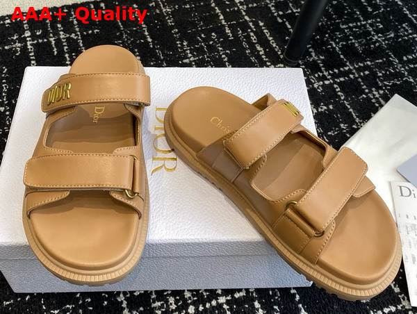 Dioract Slide in Dark Beige Lambskin Replica