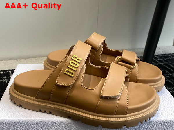 Dioract Slide in Dark Beige Lambskin Replica