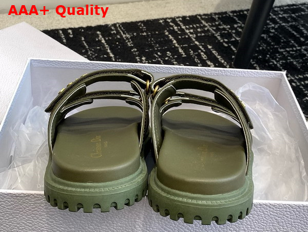 Dioract Slide in Dark Green Lambskin Replica