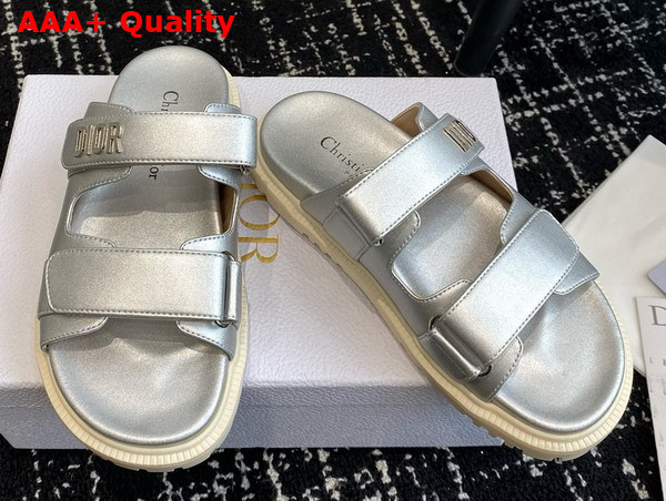 Dioract Slide in Silver Lambskin Replica