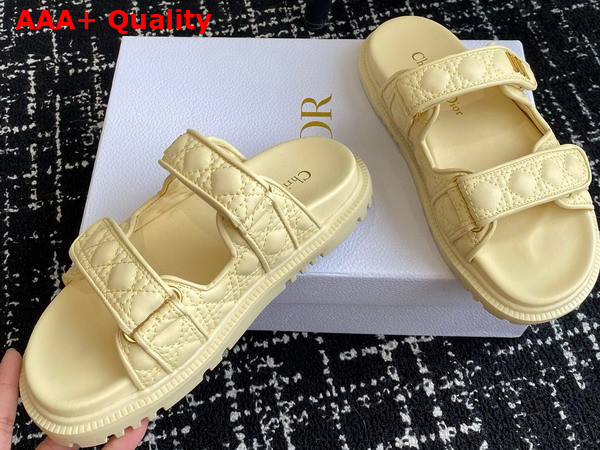 Dioract Slide in Yellow Quilted Cannage Calfskin Replica