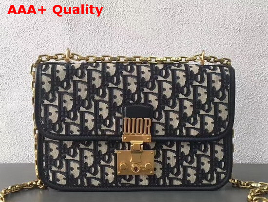 Dioraddict Bag in Black Dior Oblique Jacquard Canvas Replica