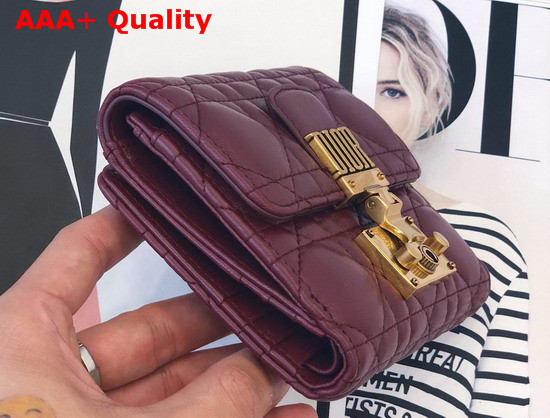 Dioraddict Mini Wallet in Amaranth Coloured Cannage Lambskin Replica