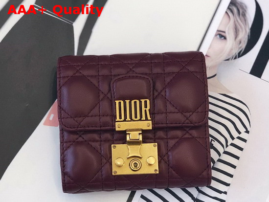 Dioraddict Mini Wallet in Amaranth Coloured Cannage Lambskin Replica