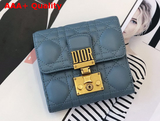 Dioraddict Mini Wallet in Blue Cannage Lambskin Replica