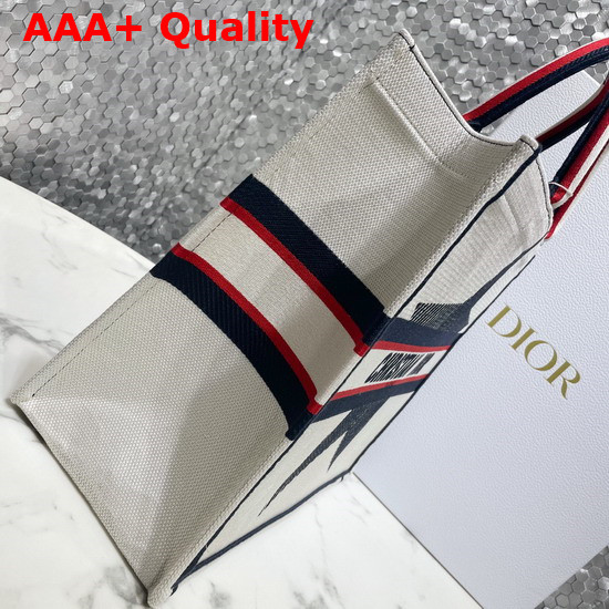 Dioralps Dior Book Tote White Three Tone Embroidery Replica