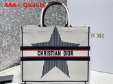 Dioralps Dior Book Tote White Three Tone Embroidery Replica