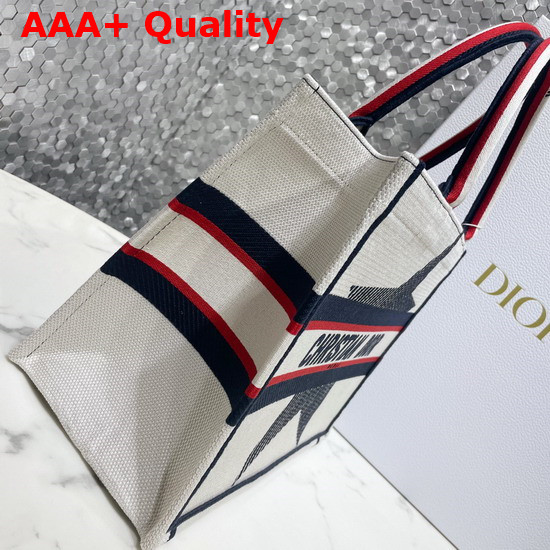 Dioralps Small Dior Book Tote White Three Tone Embroidery Replica