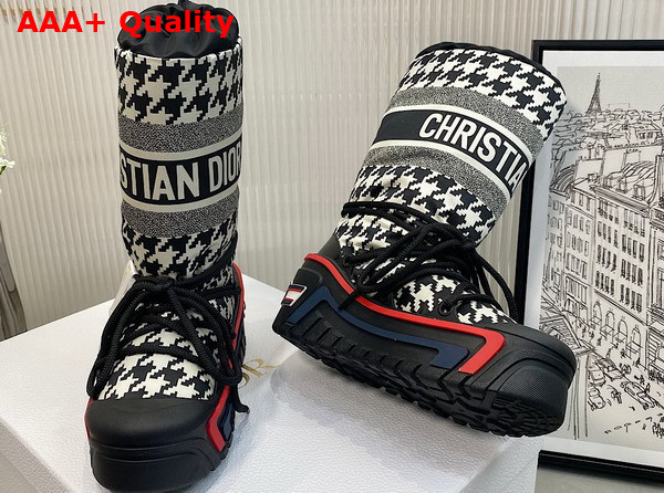 Dioralps Snow Boot Black and White Houndstooth Nylon Replica