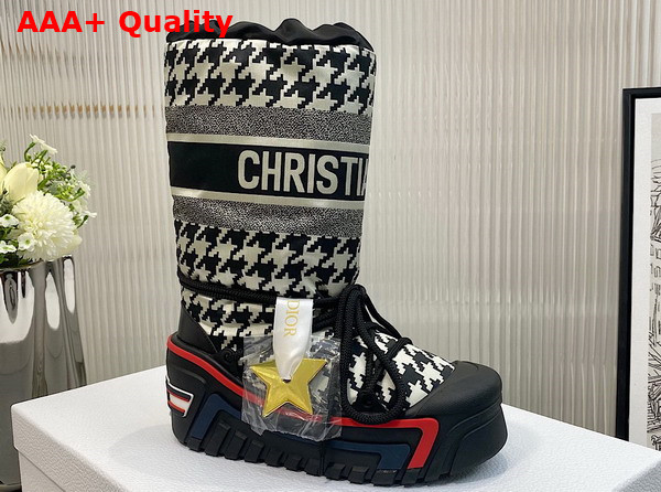 Dioralps Snow Boot Black and White Houndstooth Nylon Replica