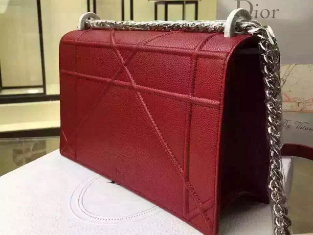 Diorama Bag In Red Grained Calfskin for Sale