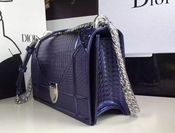 Diorama Bag Metallic Blue Calfskin for Sale