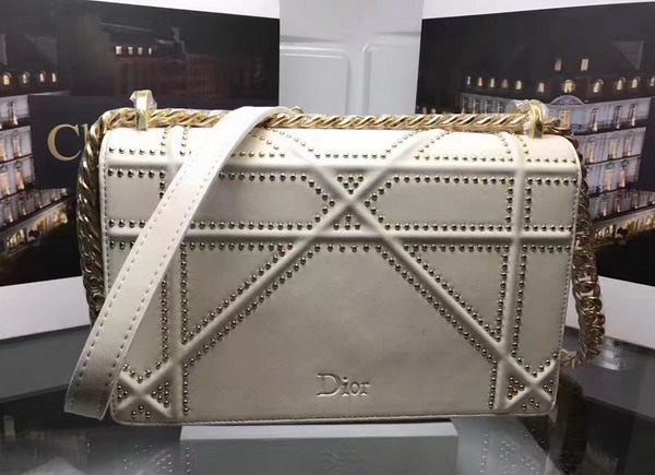 Diorama Bag in Beige Studded Lambskin For Sale