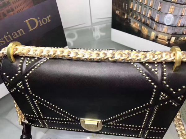 Diorama Bag in Black Studded Lambskin For Sale