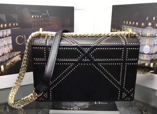 Diorama Bag in Black Studded Lambskin For Sale